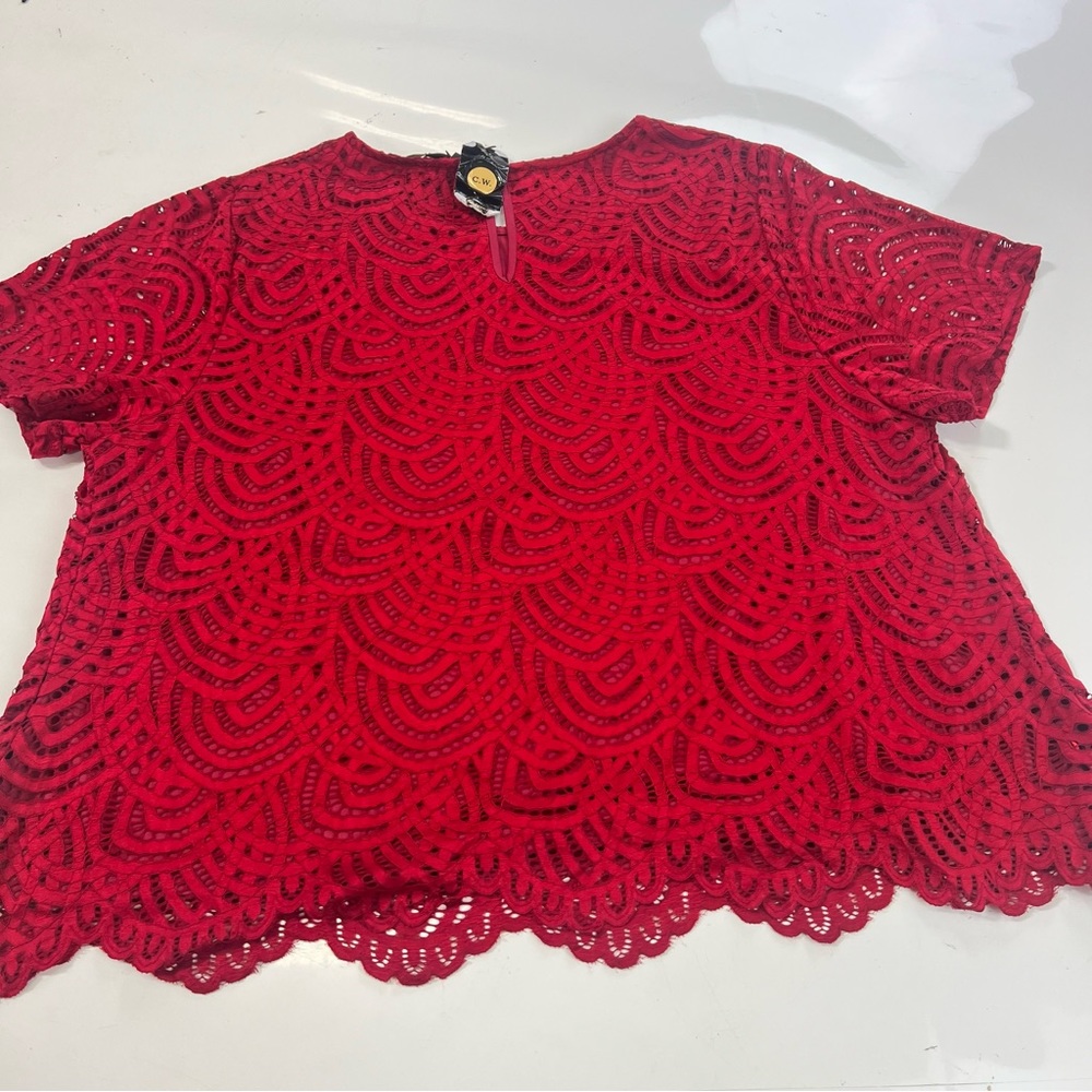 Chicwe women’s red shirt sleeve top 4X m138-17 - Picture 3 of 3